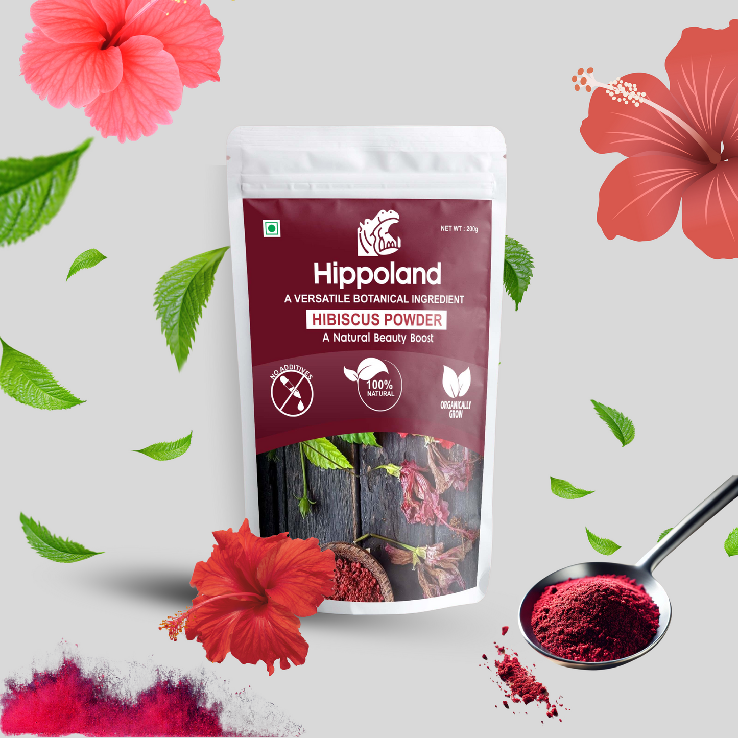 Hippoland Organic Hibiscus Flower Powder | 100grams | 200grams | 500grams | 1kg