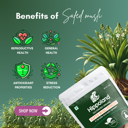 Hippoland Organic Safed Musli Powder | 100grams | 200grams | 500grams | 1kg