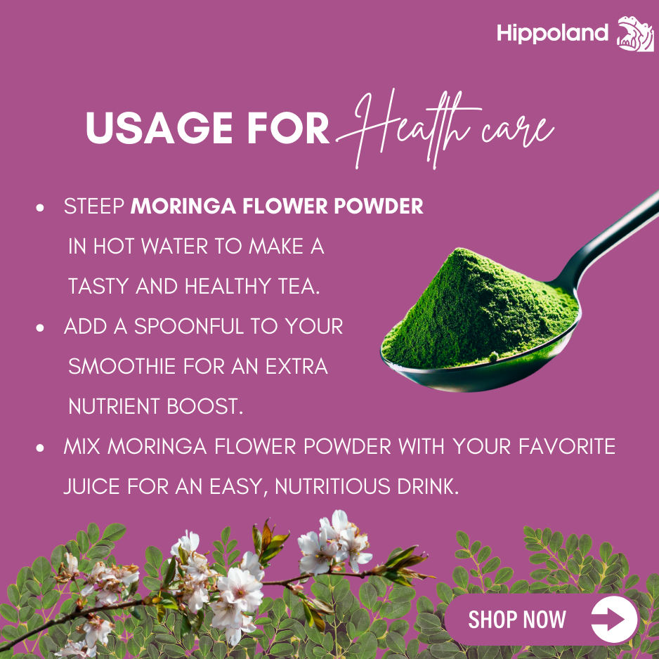 Hippoland Organic Moringa Flower Powder | 100grams | 200grams | 500grams | 1kg