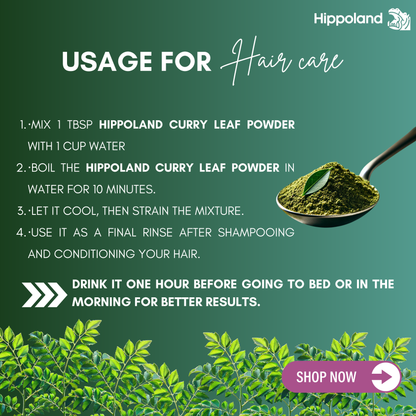 Hippoland Organic Curry Leaf Powder | 100grams | 200grams | 500grams | 1kg