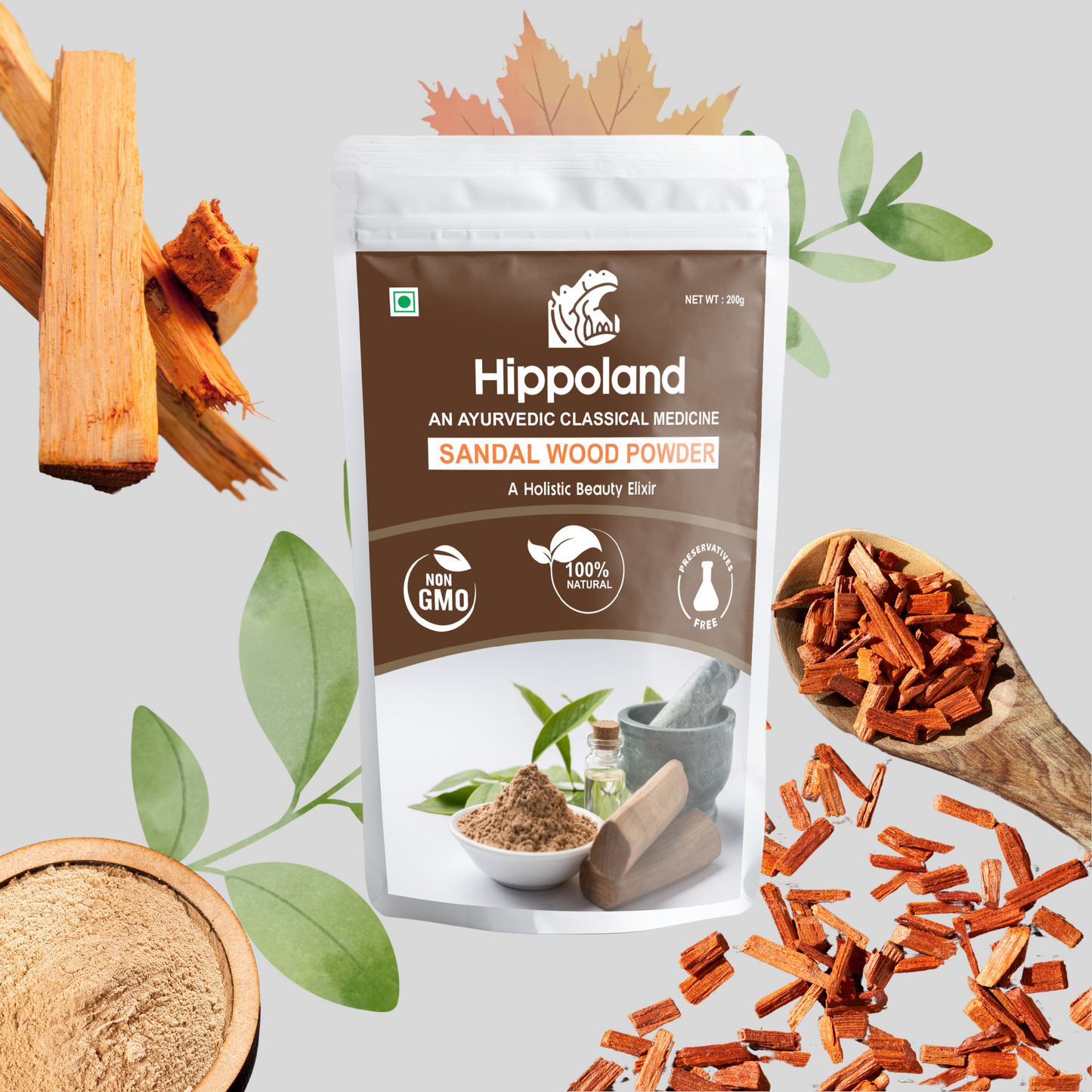 Hippoland Organic Sandalwood Powder | 100grams | 200grams | 500grams | 1kg