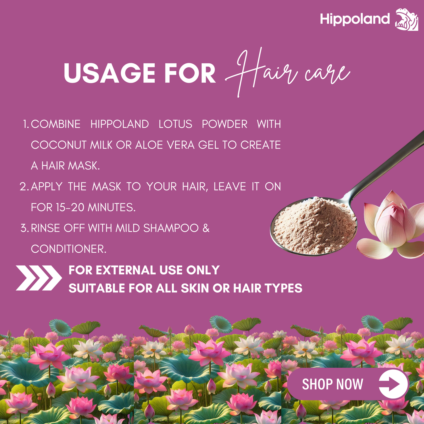 Hippoland Organic Lotus Powder | 100grams | 200grams | 500grams | 1kg