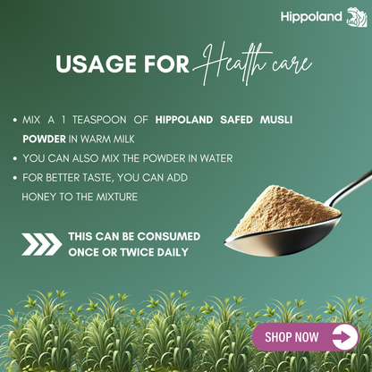 Hippoland Organic Safed Musli Powder | 100grams | 200grams | 500grams | 1kg