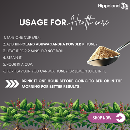 Hippoland Organic Ashwagandha Powder| 100grams | 200grams | 500grams | 1kg