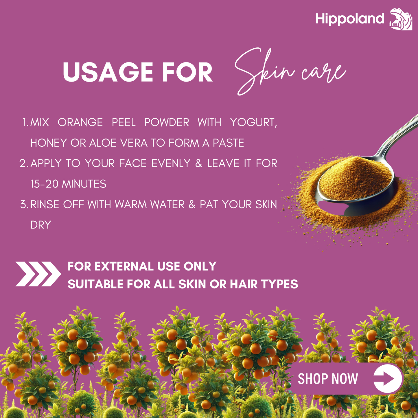 Hippoland Organic Orange Peel Powder | 100grams | 200grams | 500grams | 1kg