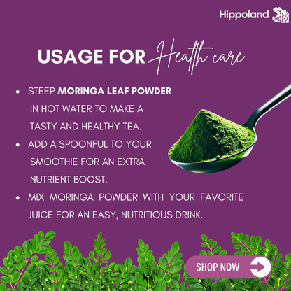 Hippoland Organic Moringa Leaf Powder | 100grams | 200grams | 500grams | 1kg