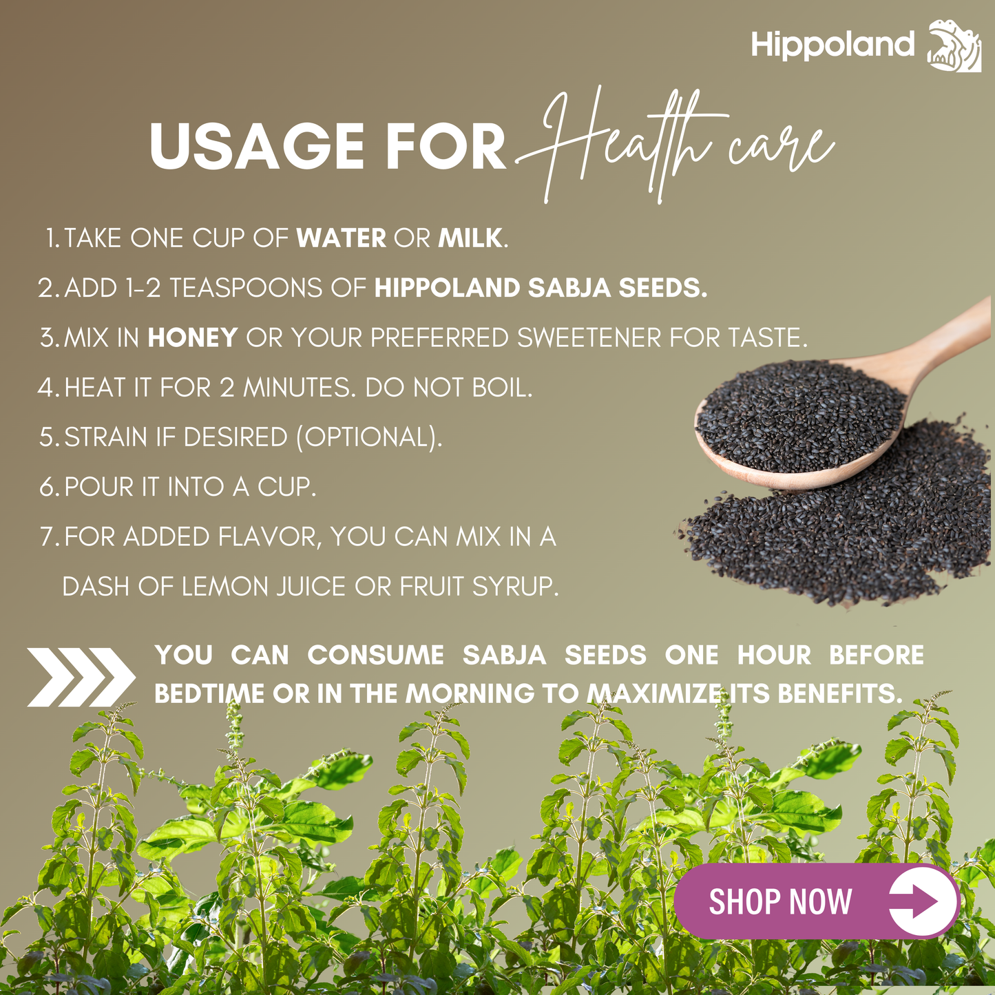 Hippoland Organic Sabja Seeds | 100grams | 200grams | 500grams | 1kg