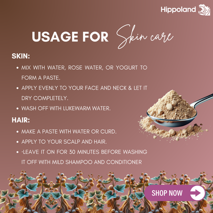 Hippoland Organic Multani Mitti Powder | 100grams | 200grams | 500grams | 1kg