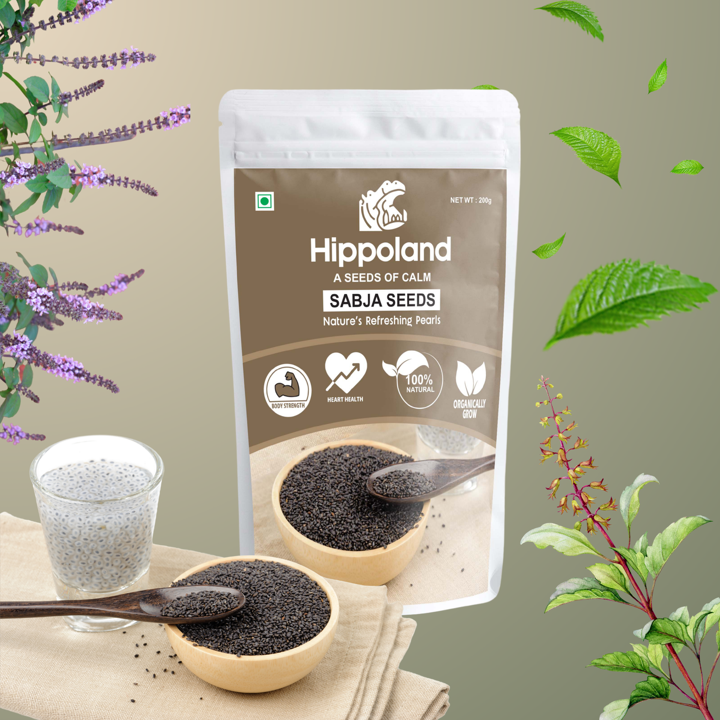 Hippoland Organic Sabja Seeds | 100grams | 200grams | 500grams | 1kg