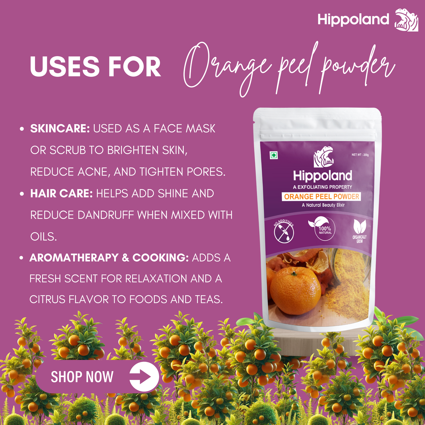 Hippoland Organic Orange Peel Powder | 100grams | 200grams | 500grams | 1kg