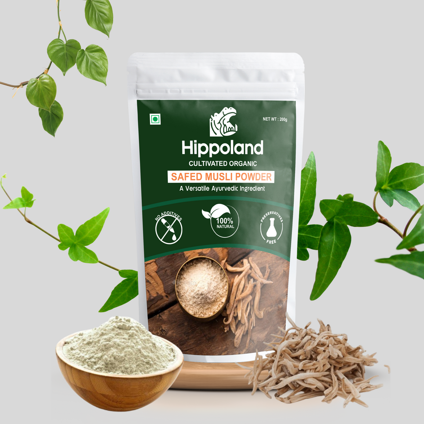 Hippoland Organic Safed Musli Powder | 100grams | 200grams | 500grams | 1kg