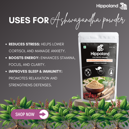 Hippoland Organic Ashwagandha Powder| 100grams | 200grams | 500grams | 1kg