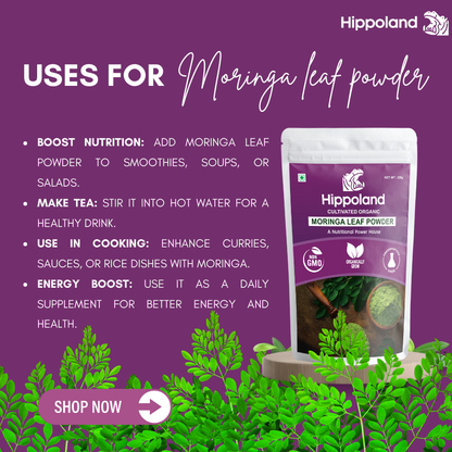 Hippoland Organic Moringa Leaf Powder | 100grams | 200grams | 500grams | 1kg
