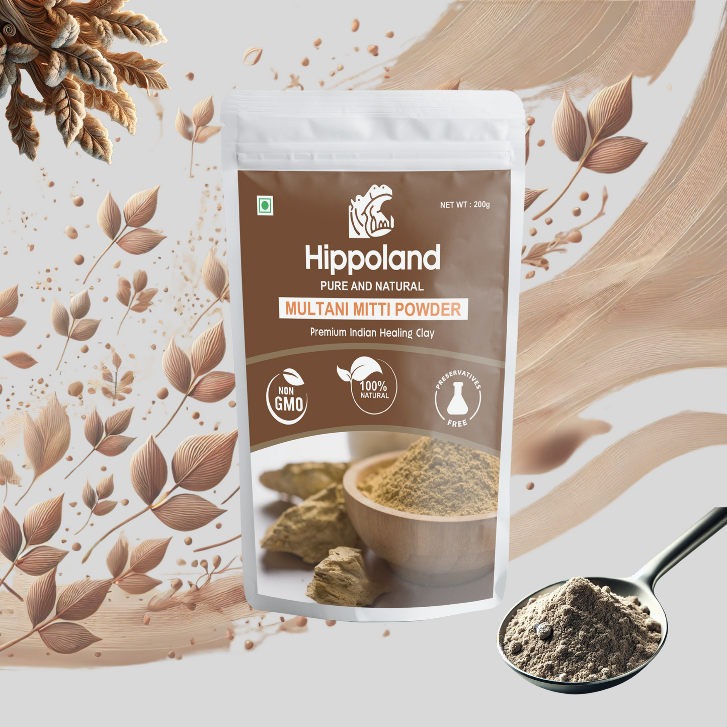 Hippoland Organic Multani Mitti Powder | 100grams | 200grams | 500grams | 1kg