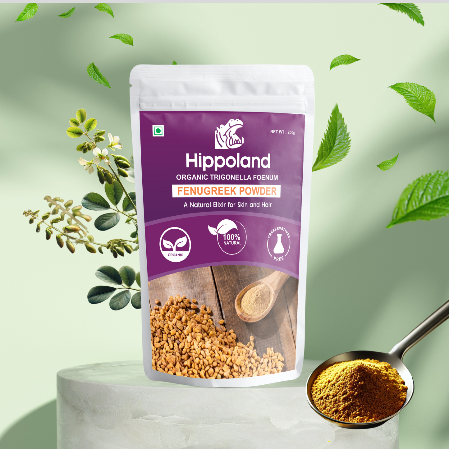 Hippoland Organic Fenugreek Powder | 100grams | 200grams | 500grams | 1kg